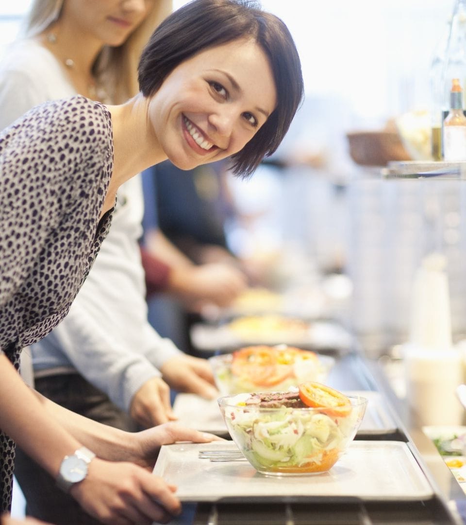 smiling guest at buffet